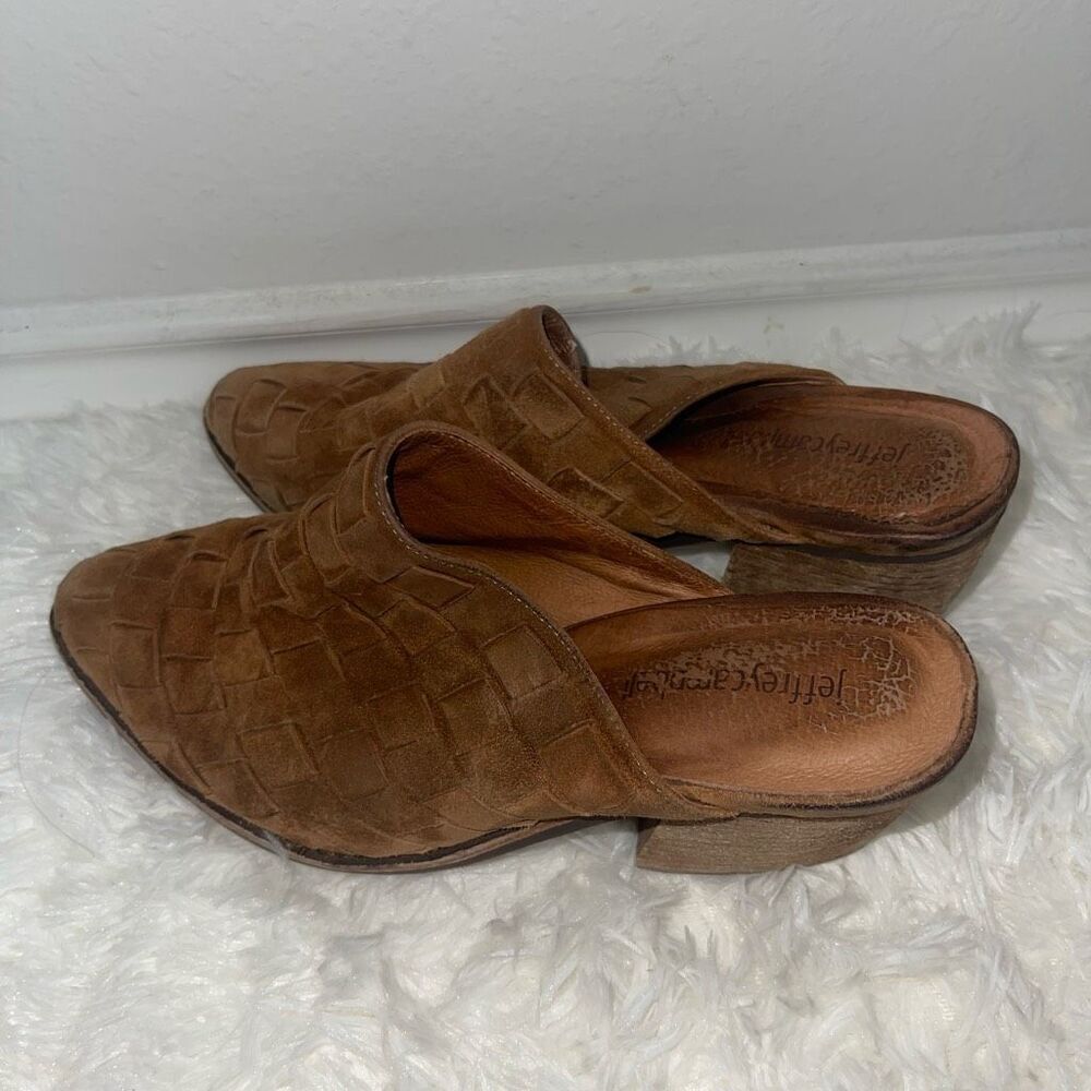 Jeffrey Campbell Cognac Brown Favela Weave Mules - Picture 2 of 8
